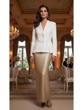 Classic VERSACE NWT Ivory Leaf Jacquard Blazer - 2009 - IT 40 (US 4) - Auth